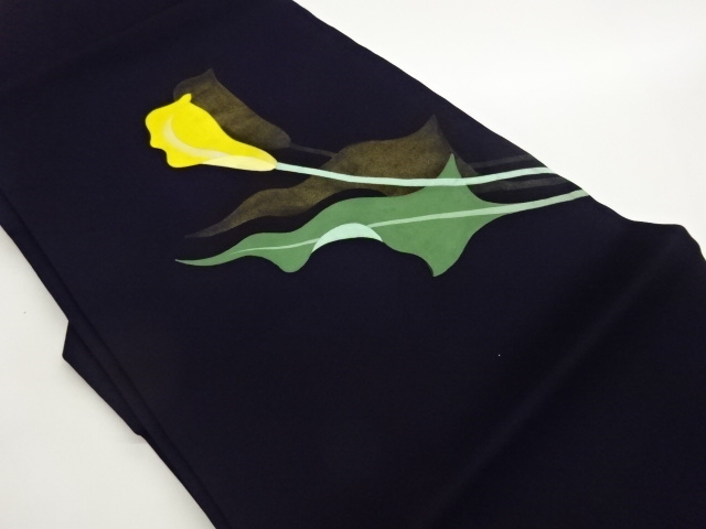 JAPANESE NAGOYA OBI / SHIOZE / KINSAI IROE / HAND PAINTED / FLOWER